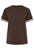 Yours Curve Chocolate Brown Metallic Crochet Trim T-Shirt - 38-40 Image 5