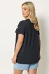 Yours Curve Navy Blue Embroidered Daisy T-Shirt - 30-32 Image 3