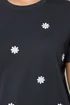 Yours Curve Navy Blue Embroidered Daisy T-Shirt - 30-32 Image 4