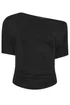 PixieGirl Petite Black Slash Neck Ruched T-Shirt - 14 Image 5