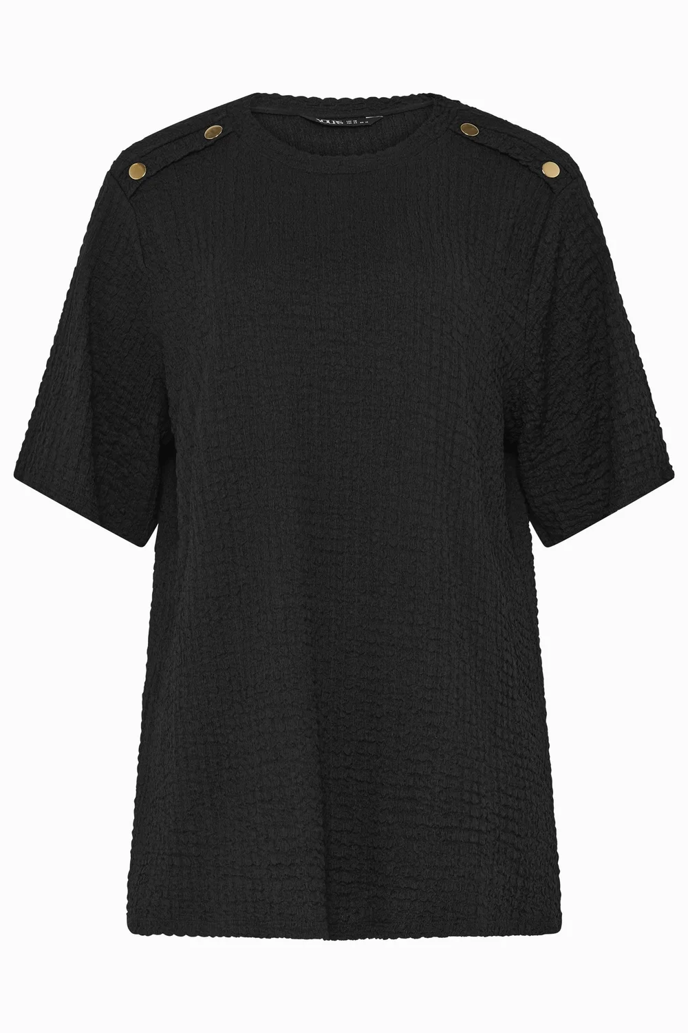 Yours Curve Black Button Detail Bubble Texture Top - 16 Image 5