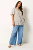 Yours Curve Natural Brown Floral Notch Neck Top - 16 Image 2