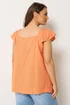 Yours Curve Orange Linen Cap Sleeve Top - 30-32 Image 3