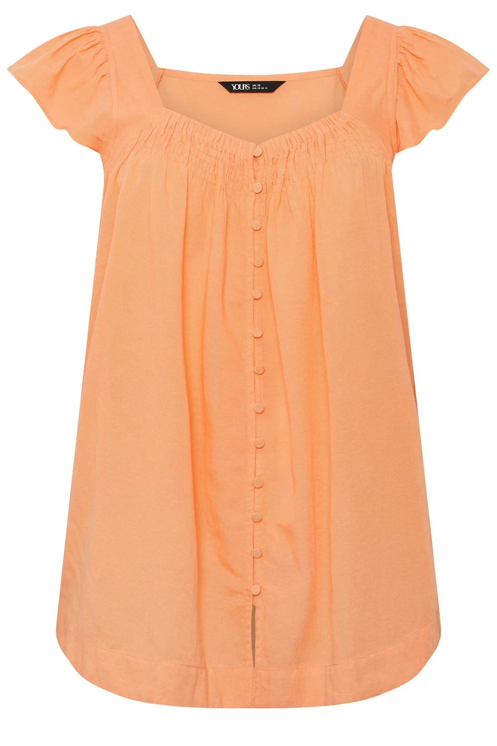 Yours Curve Orange Linen Cap Sleeve Top - 30-32 Image 5