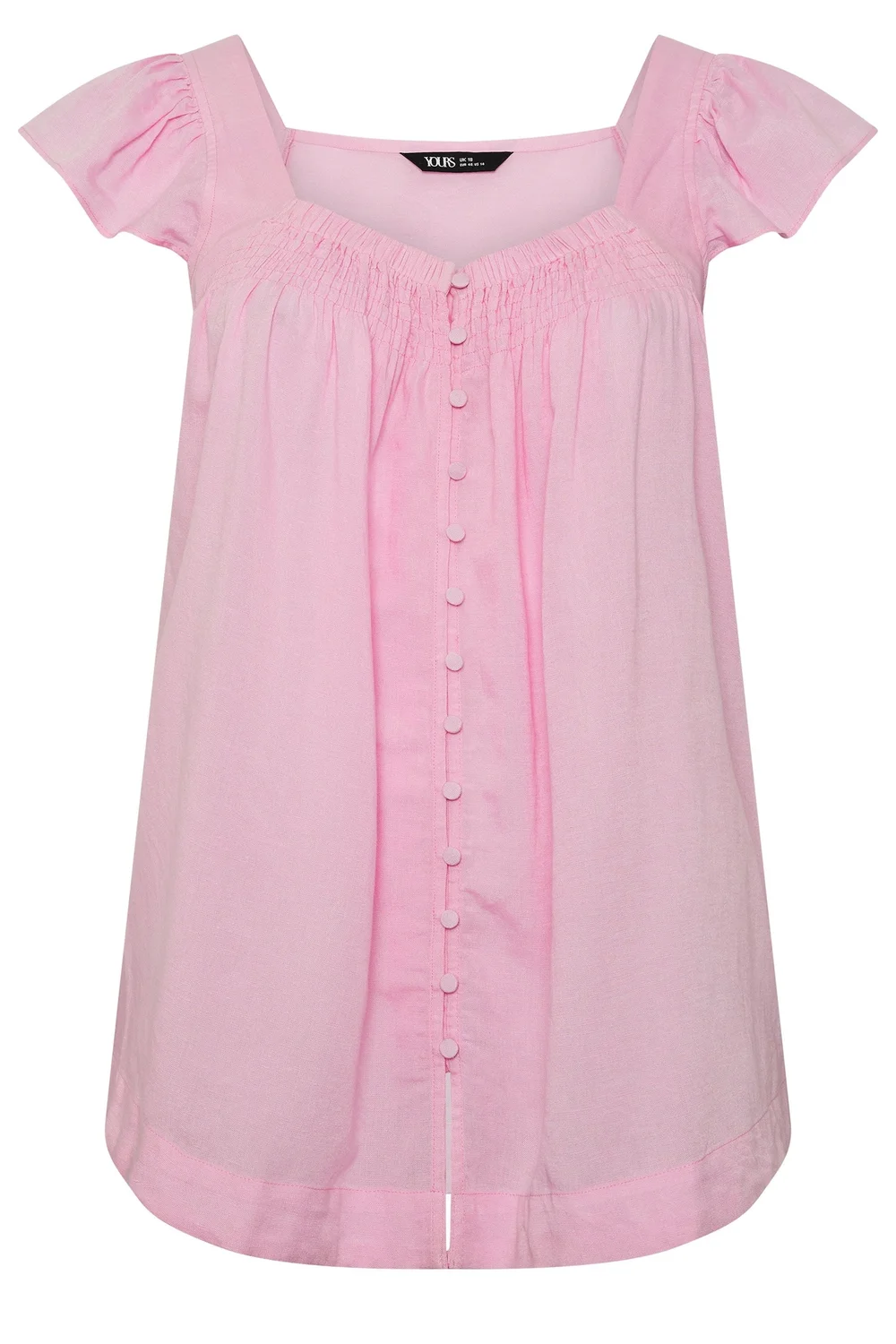 Yours Curve Pink Linen Cap Sleeve Top - 30-32 Image 5