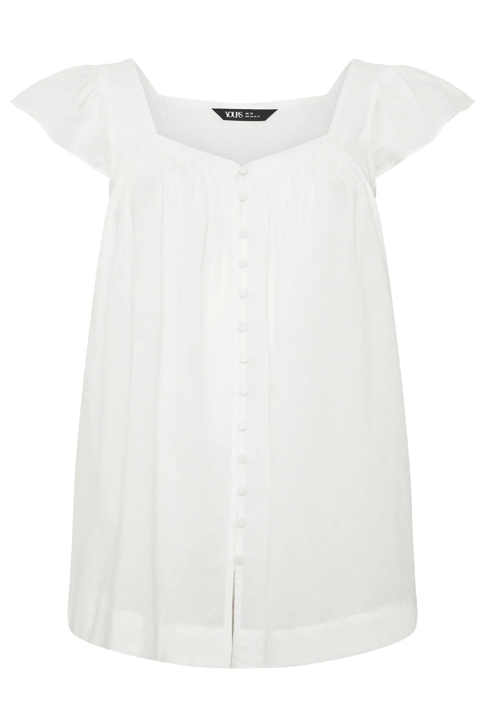 Yours Curve White Linen Cap Sleeve Top - 16 Image 5