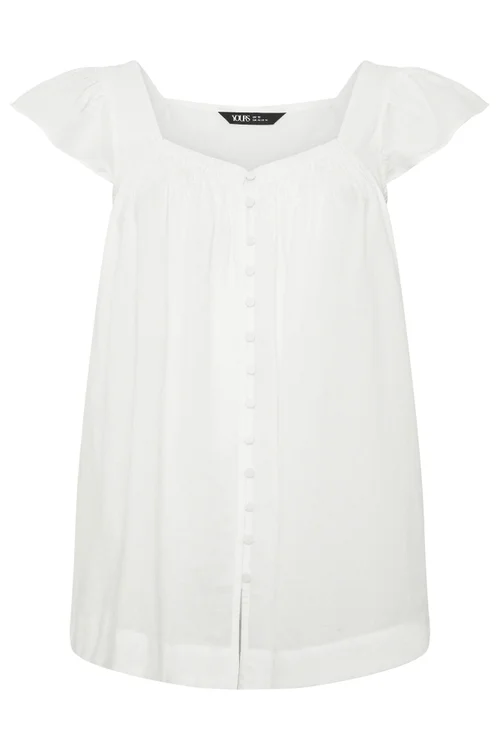 Yours Curve White Linen Cap Sleeve Top - 16 Image 5