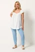 Yours Curve White Linen Cap Sleeve Top - 16 Image 2