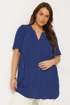 Yours Curve Navy Blue Button Through Blouse - 22-24 Image 1