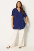 Yours Curve Navy Blue Button Through Blouse - 22-24 Image 2