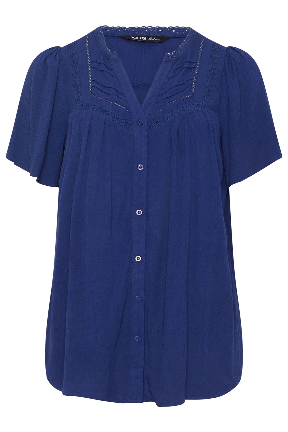 Yours Curve Navy Blue Button Through Blouse - 22-24 Image 5
