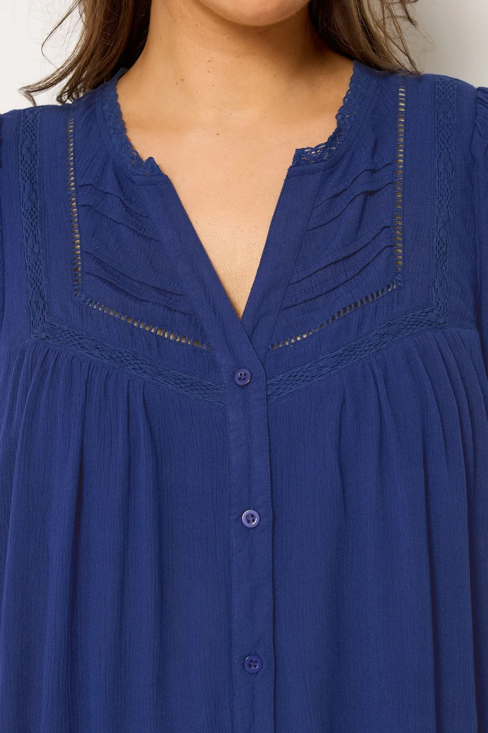 Yours Curve Navy Blue Button Through Blouse - 22-24 Image 4