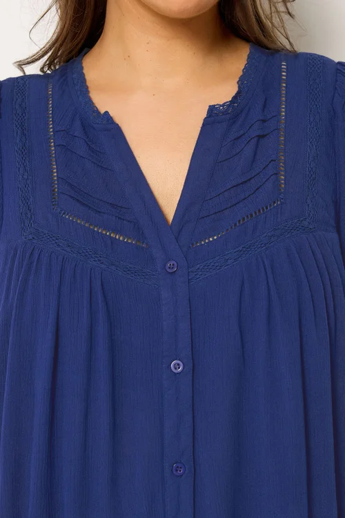 Yours Curve Navy Blue Button Through Blouse - 22-24 Image 4