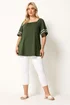 Yours Curve Khaki Green Swing Blouse - 14 Image 2