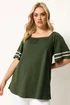 Yours Curve Khaki Green Swing Blouse - 14 Image 1