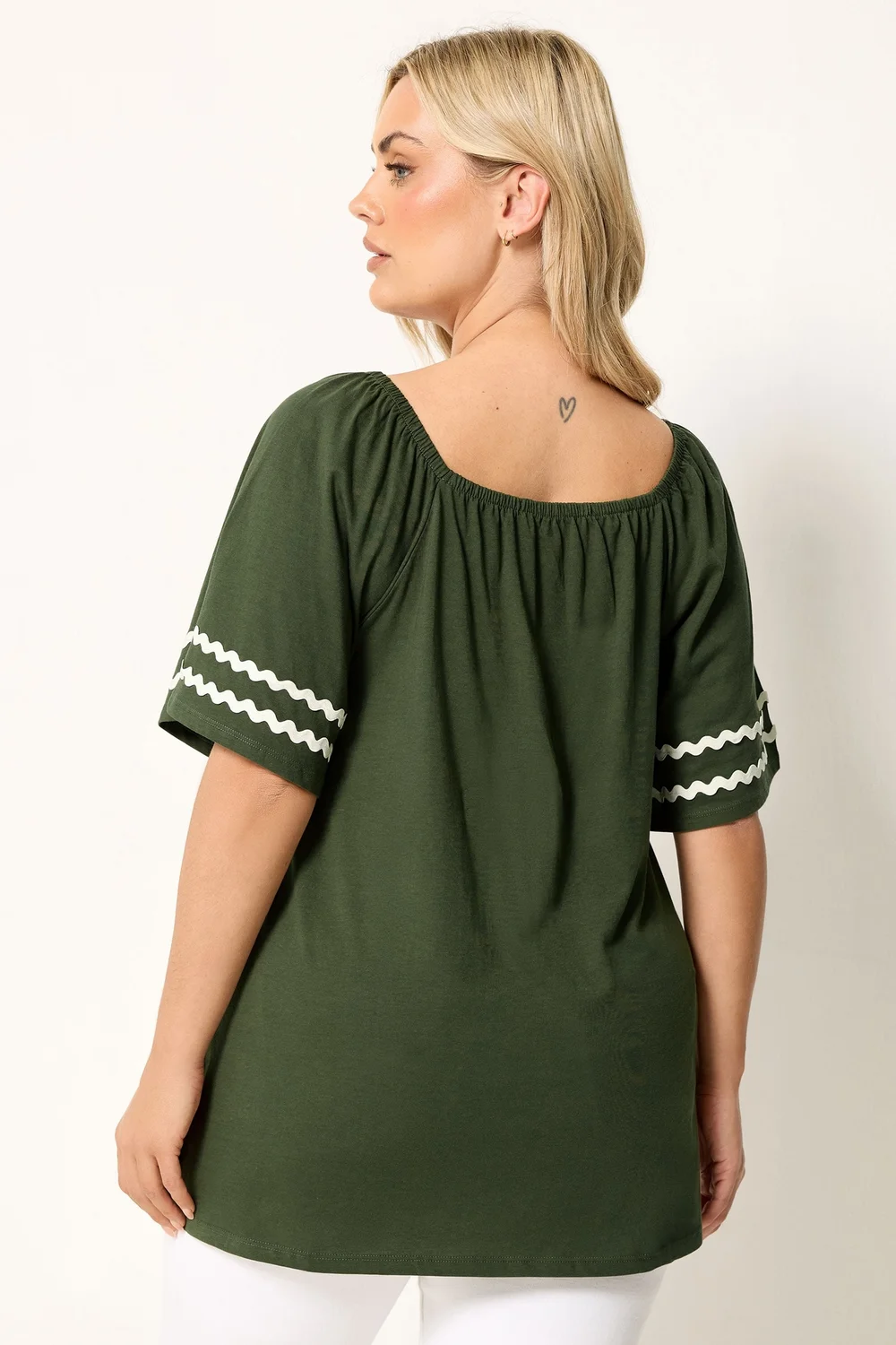 Yours Curve Khaki Green Swing Blouse - 14 Image 3