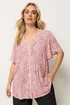 Yours Curve Pink Paisley Print Pintuck Blouse - 26-28 Image 1