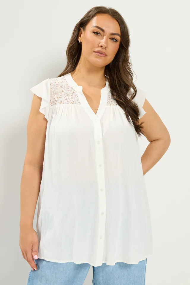 Yours Curve White Lace Detail Blouse