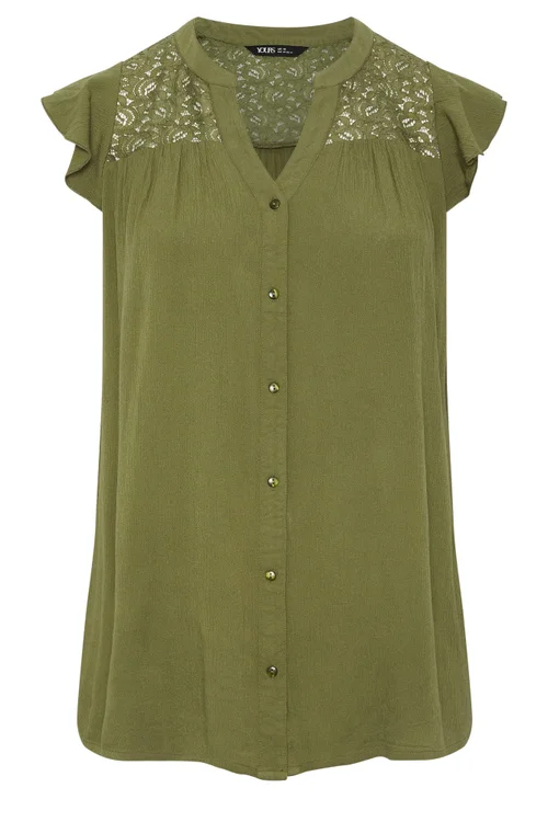 Yours Curve Green Crochet Blouse - 30-32 Image 5