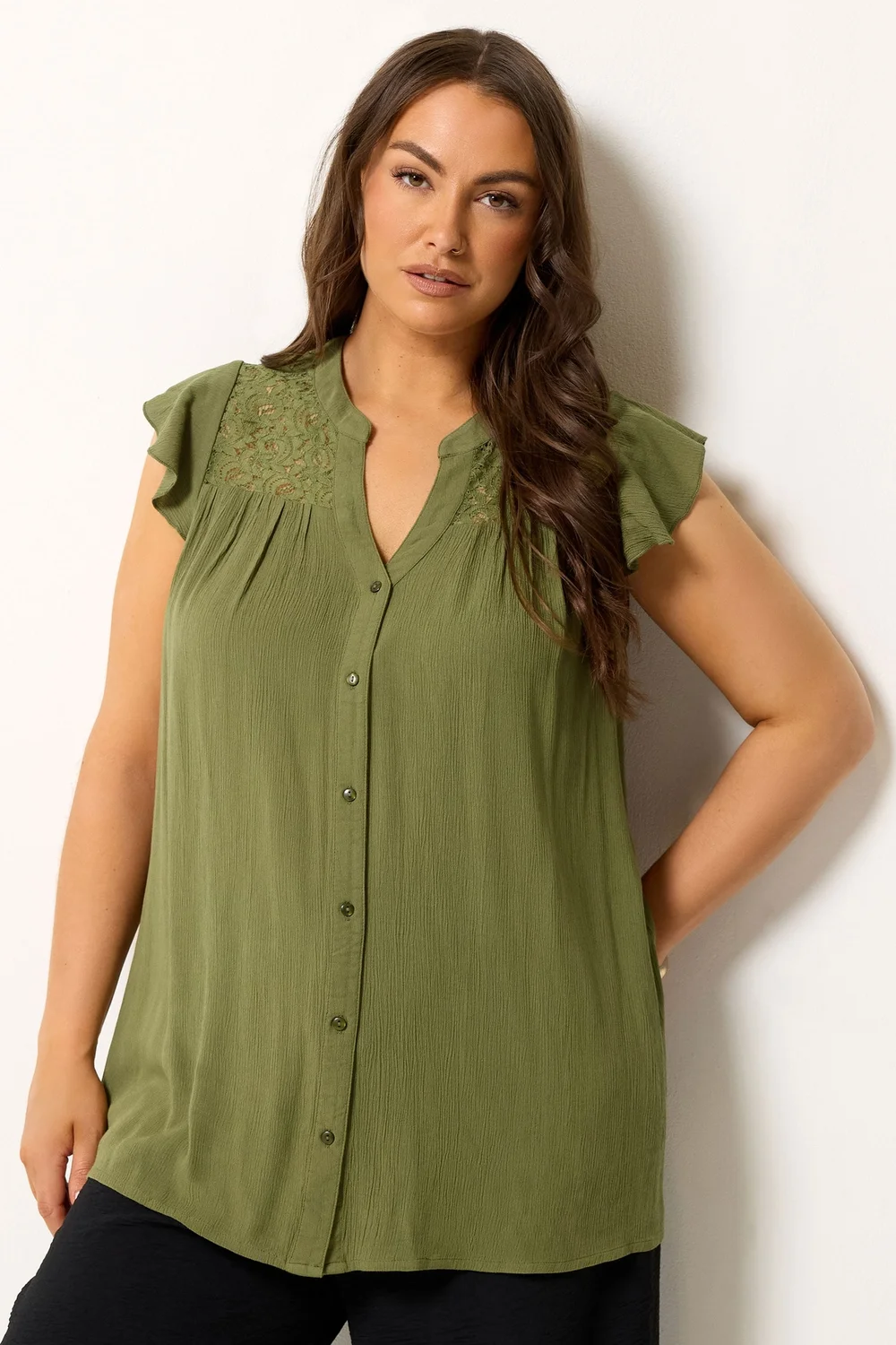 Yours Curve Green Crochet Blouse - 30-32 Image 1