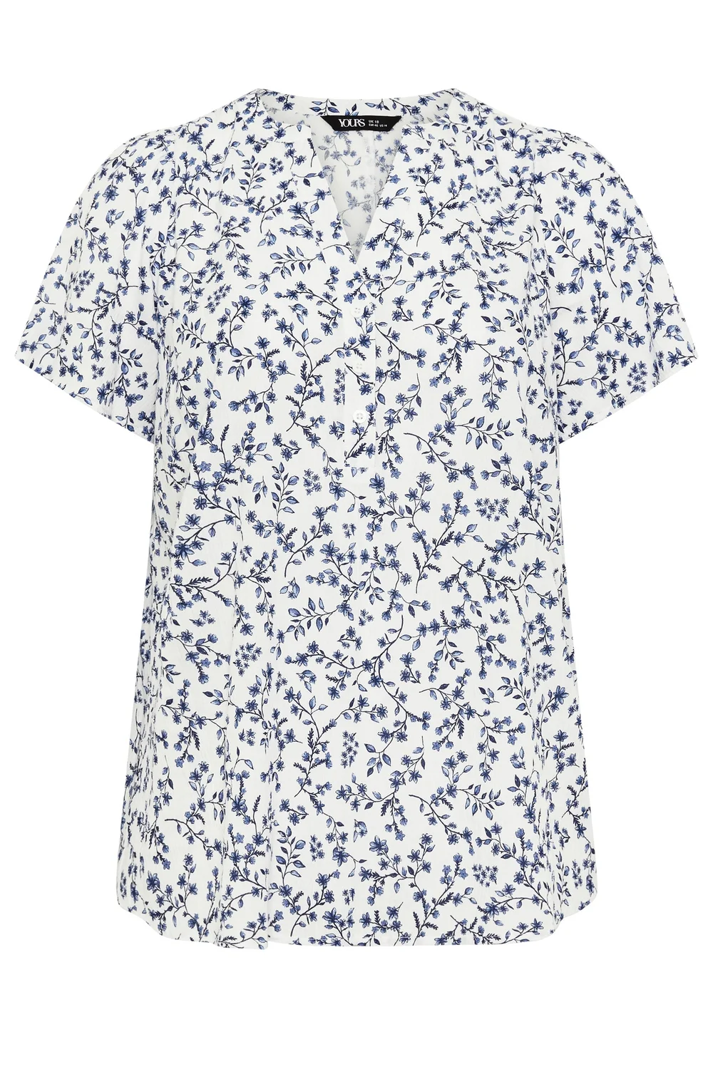 Yours Curve White Ditsy Floral Notch Neck Top - 20 Image 5