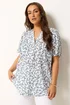 Yours Curve White Ditsy Floral Notch Neck Top - 20 Image 1