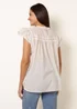 Blue Vanilla Ivory Cotton Embroidery Detail Ruffle Sleeve Top - M Image 4