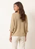 Blue Vanilla Beige Frill Sleeve Metallic Top - One Size Image 4