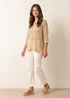 Blue Vanilla Gold Metallic Crochet V Neck Top - One Size Image 2