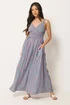 PixieGirl Petite Pink Stripe Wrap Maxi Dress - 16 Image 1
