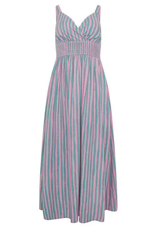 PixieGirl Petite Pink Stripe Wrap Maxi Dress - 16 Image 5