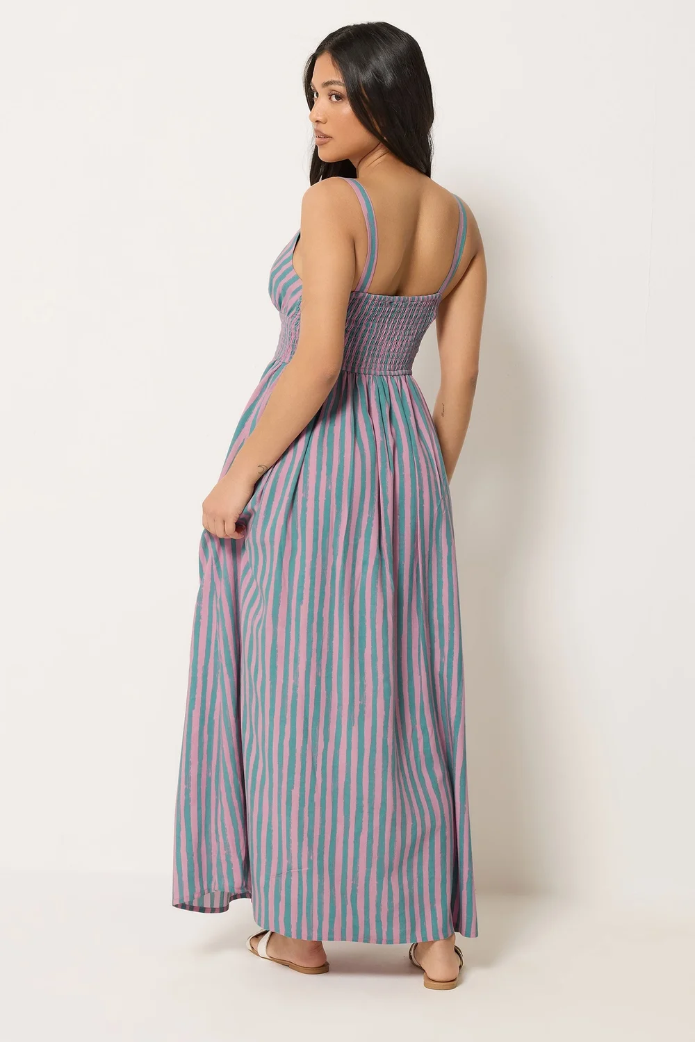 PixieGirl Petite Pink Stripe Wrap Maxi Dress - 16 Image 3