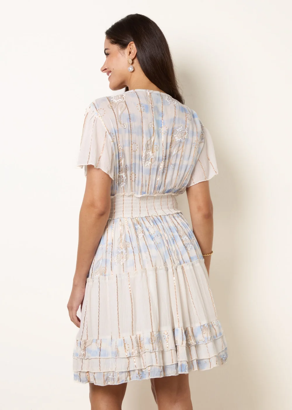 Blue Vanilla Blue Embellished Metallic Mini Dress - S/M Image 4