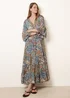 Blue Vanilla Multi Wrap Over Tiered Art Silk Dress - M/L Image 3