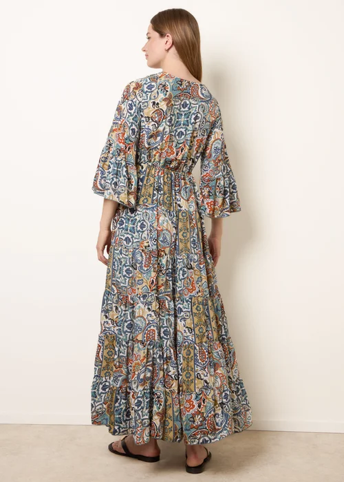 Blue Vanilla Multi Wrap Over Tiered Art Silk Dress - M/L Image 4