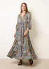Blue Vanilla Multi Wrap Over Tiered Art Silk Dress - M/L Image 1