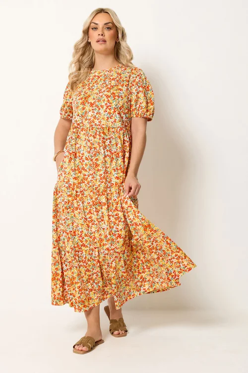Yours Curve Yellow Floral Summer Dress - 20 Image 2