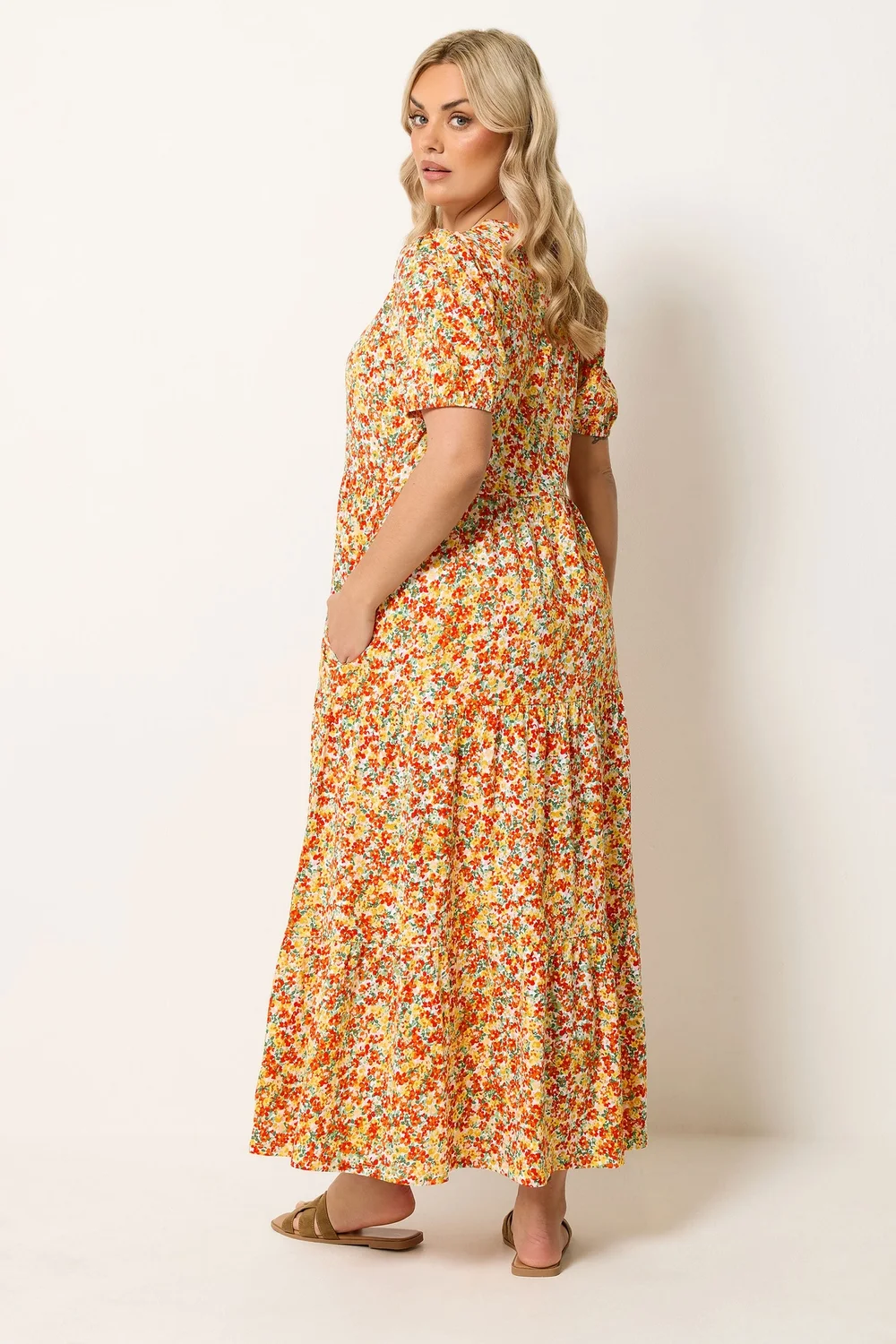 Yours Curve Yellow Floral Summer Dress - 20 Image 3