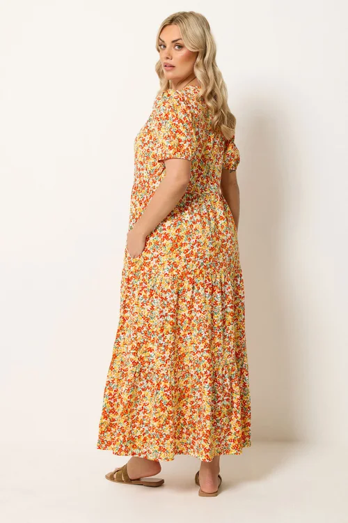 Yours Curve Yellow Floral Summer Dress - 20 Image 3