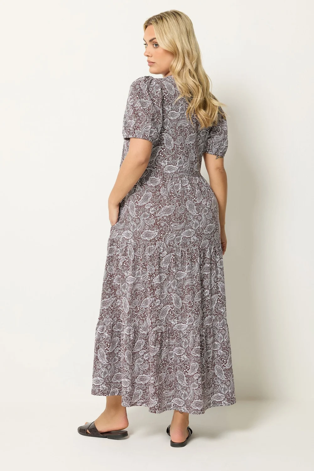 Yours Curve Brown Paisley Tiered Maxi Dress - 18 Image 3