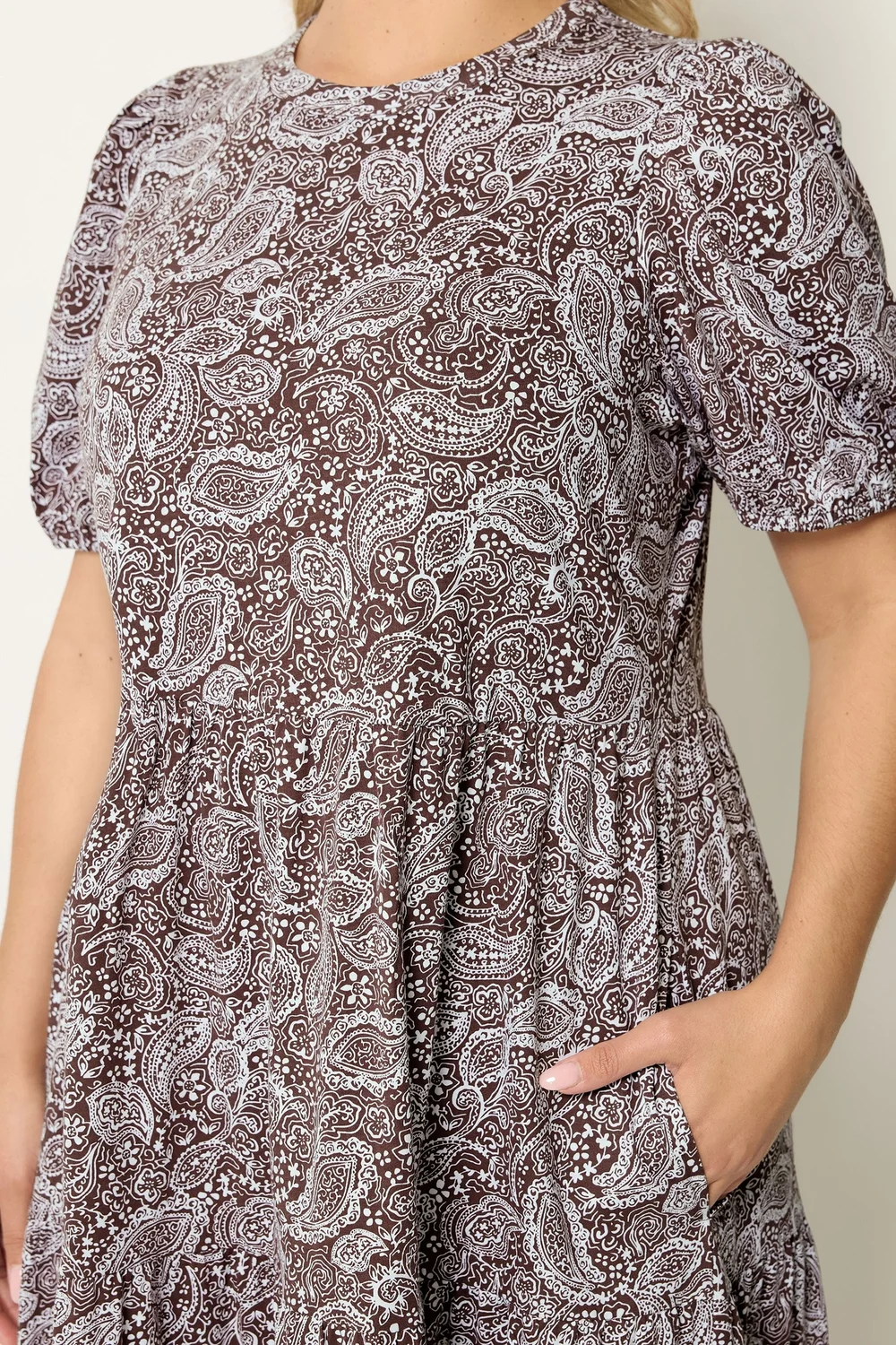 Yours Curve Brown Paisley Tiered Maxi Dress - 18 Image 4