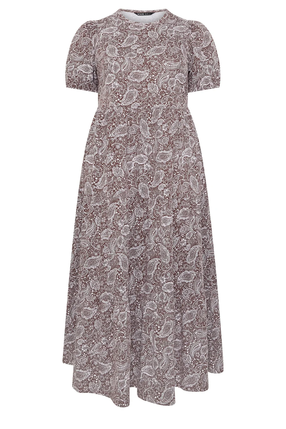 Yours Curve Brown Paisley Tiered Maxi Dress - 18 Image 5