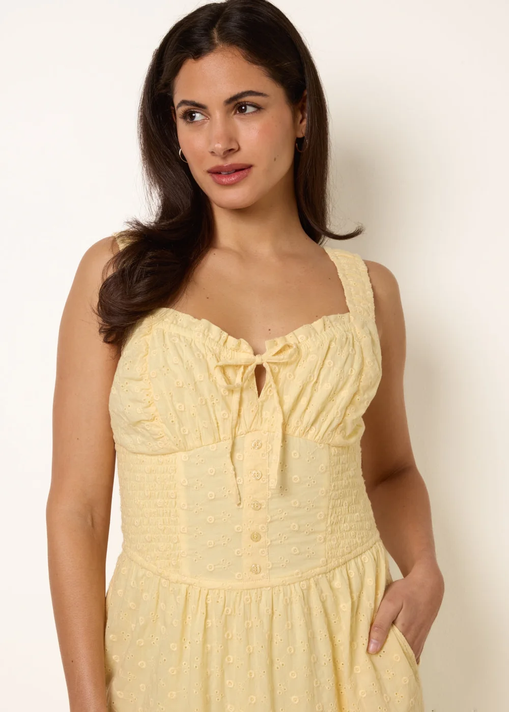 Blue Vanilla Yellow Broderie Button Down Maxi Dress - M Image 2