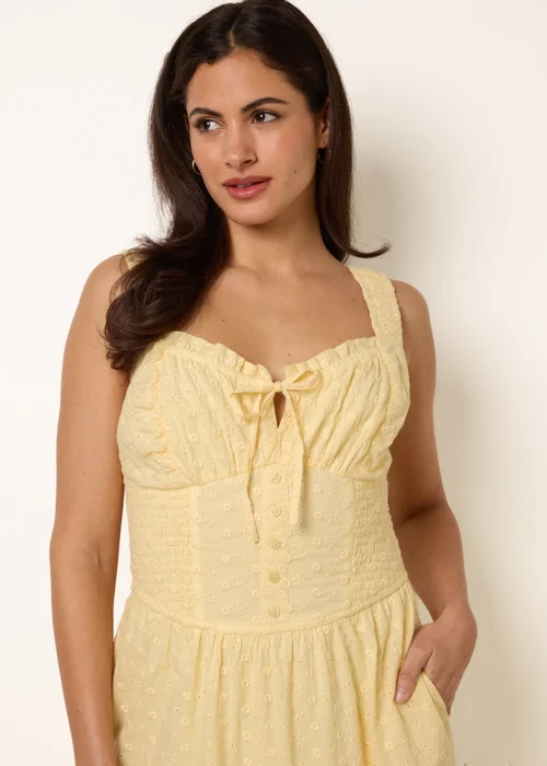 Blue Vanilla Yellow Broderie Button Down Maxi Dress - M Image 2