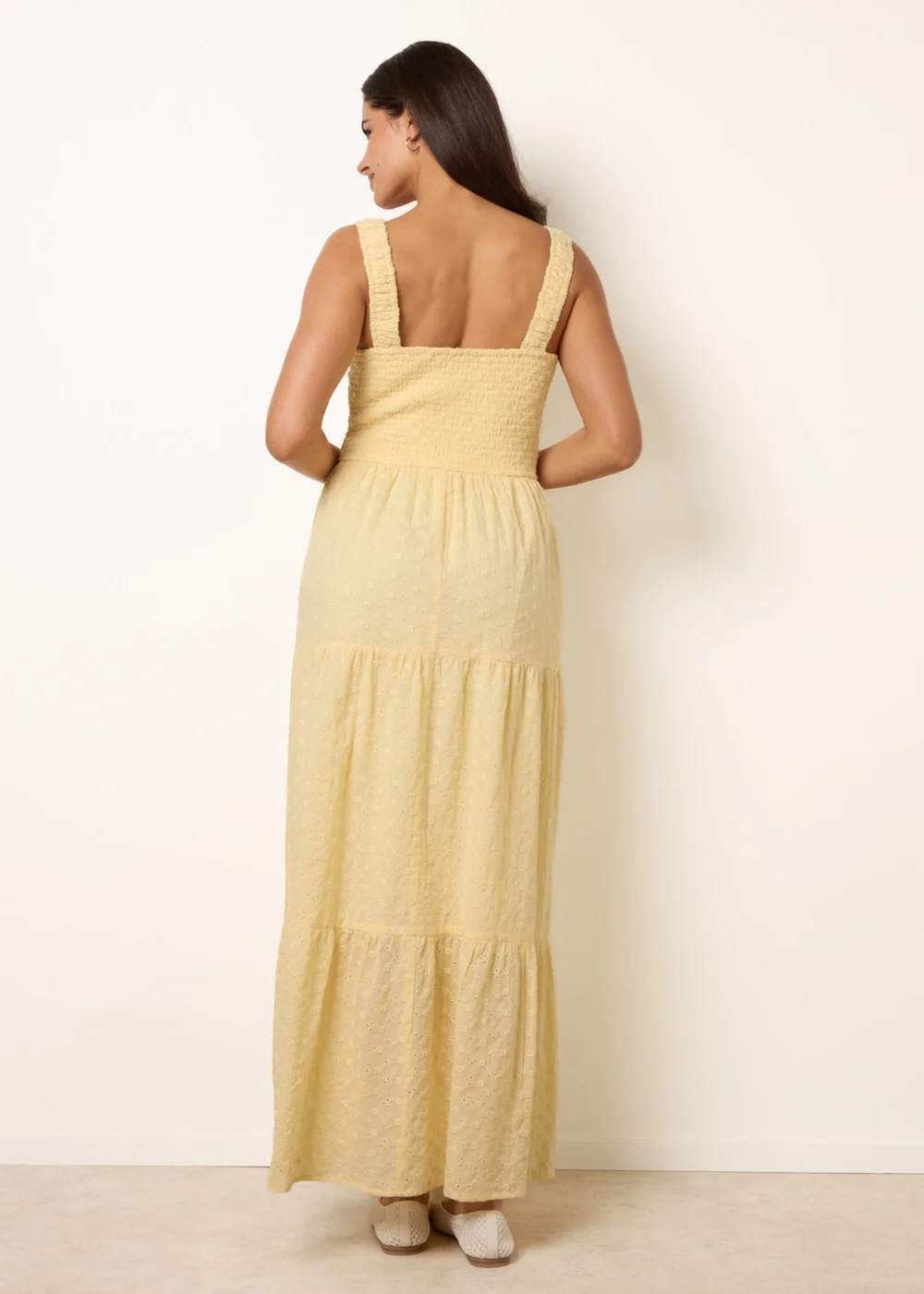 Blue Vanilla Yellow Broderie Button Down Maxi Dress - M Image 4
