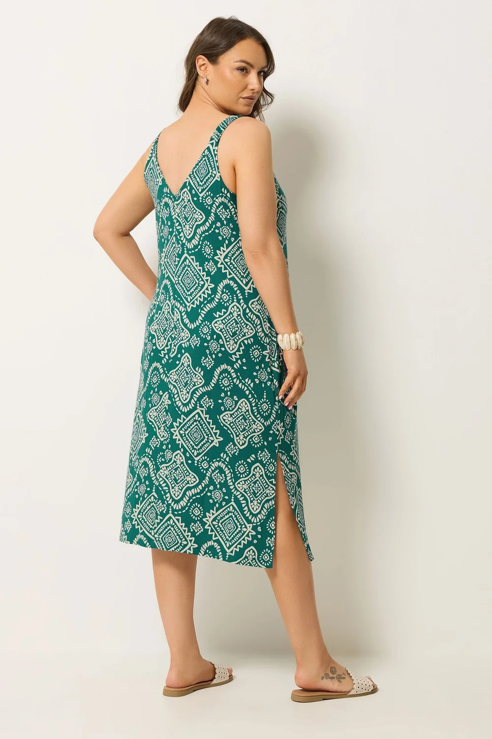 Yours Curve Blue Abstract Print Throw On Midaxi Dress - 30-32 Image 3