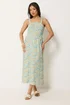 PixieGirl Petite Sage Green Ditsy Floral Belted Midi Dress - 10 Image 1