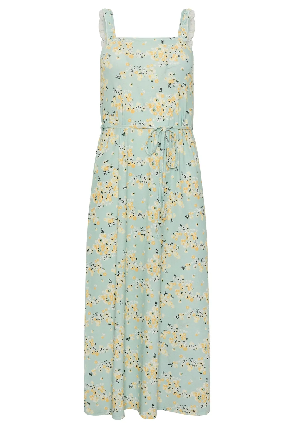 PixieGirl Petite Sage Green Ditsy Floral Belted Midi Dress - 10 Image 5