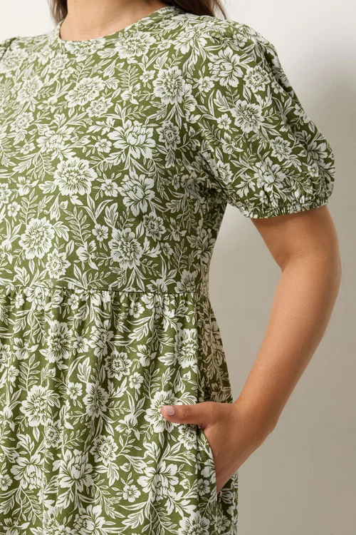 Yours Curve Green Floral Tiered Maxi Dress - 16 Image 4