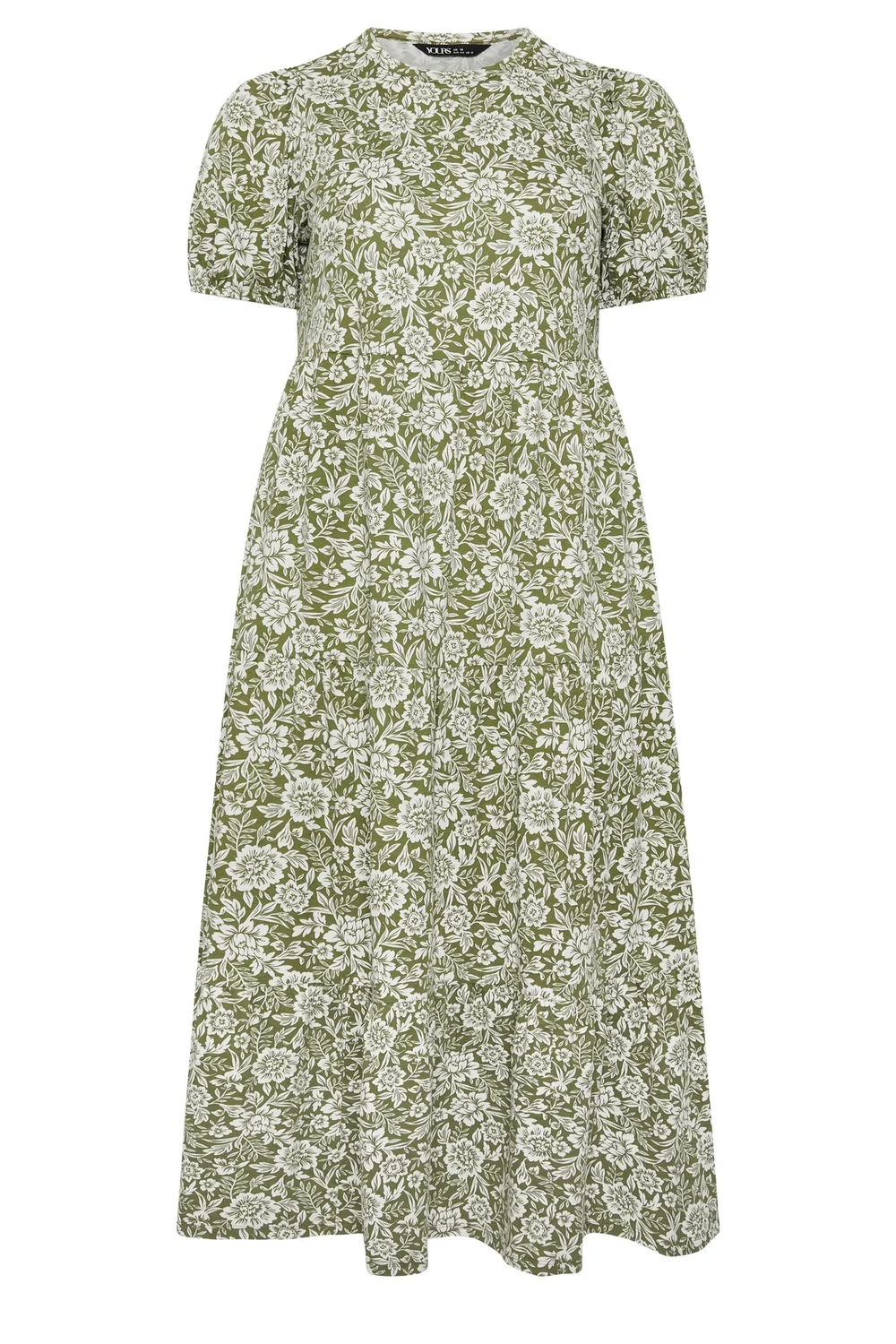 Yours Curve Green Floral Tiered Maxi Dress - 16 Image 5